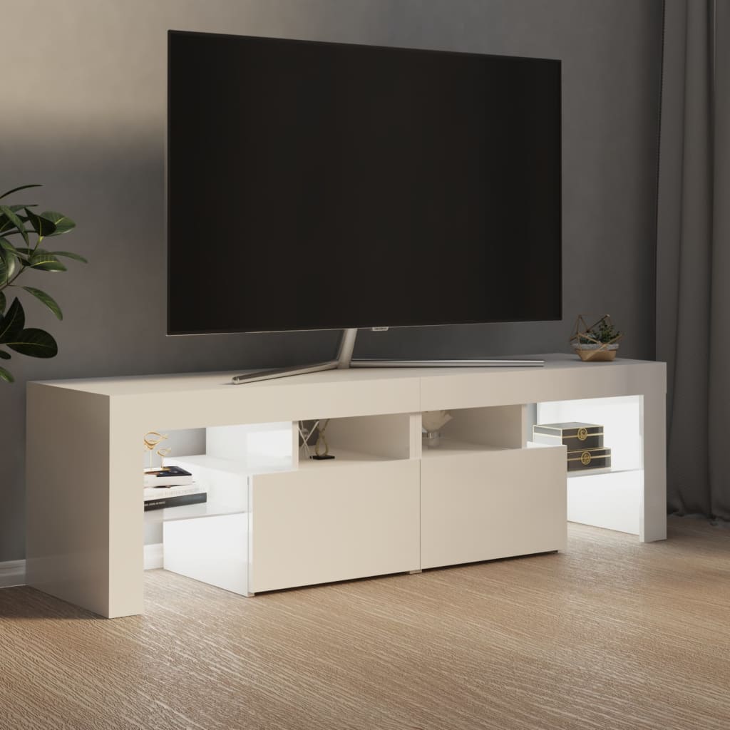 vidaXL TV Cabinet with LED Lights High Gloss White 140x36.5x40 cm