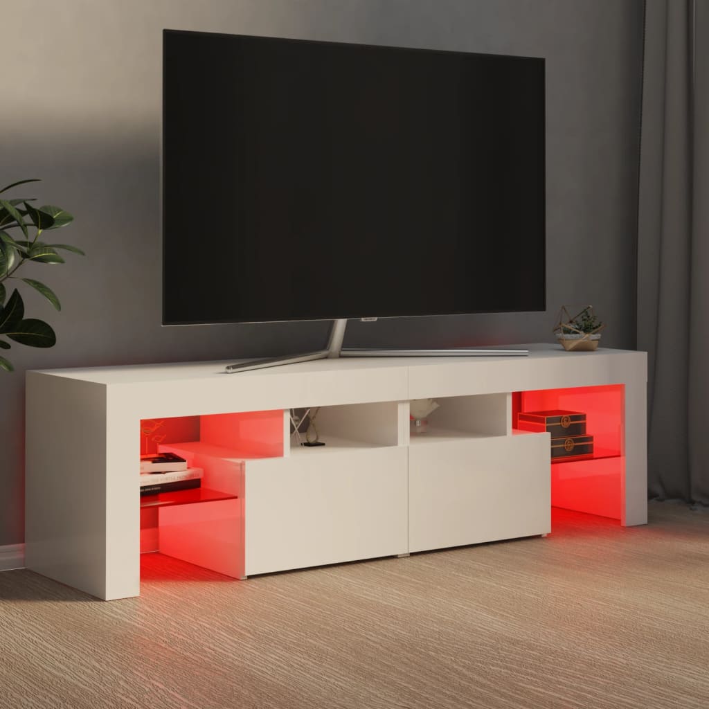 vidaXL TV Cabinet with LED Lights High Gloss White 140x36.5x40 cm