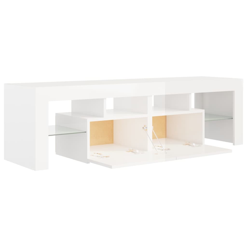 vidaXL TV Cabinet with LED Lights High Gloss White 140x36.5x40 cm