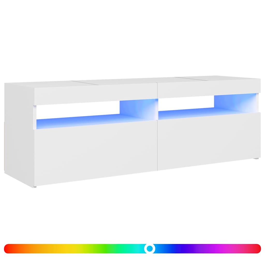 804373 vidaXL TV Cabinet with LED Lights White 120x35x40 cm