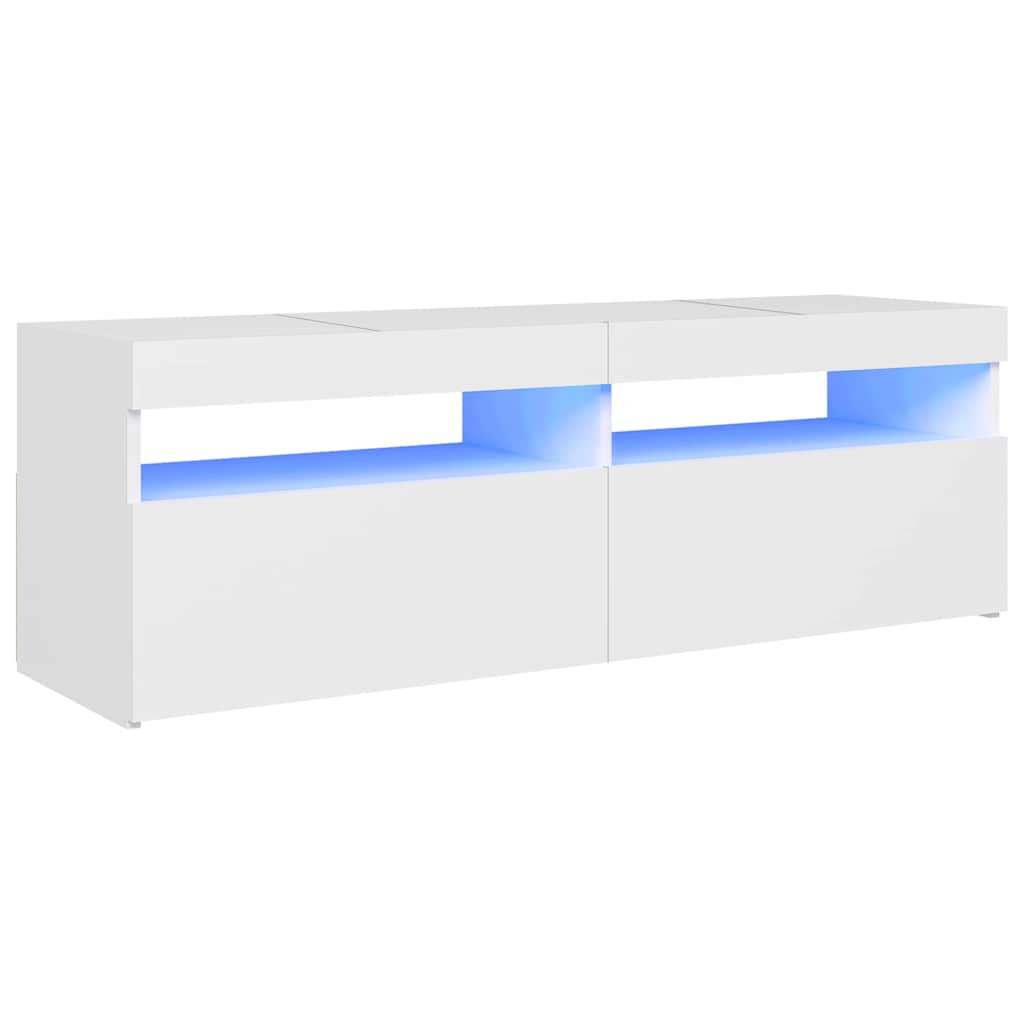 804373 vidaXL TV Cabinet with LED Lights White 120x35x40 cm