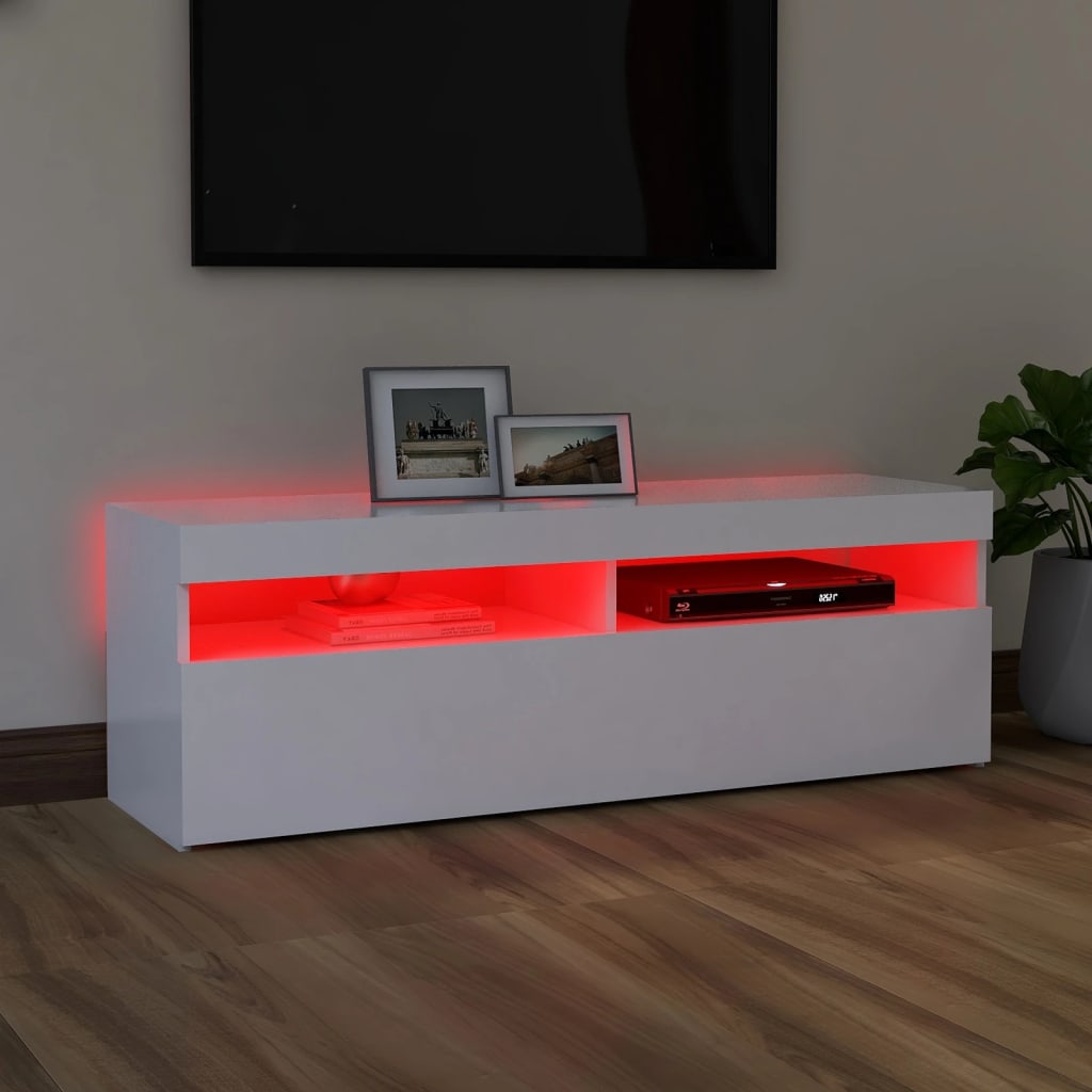 vidaXL TV Cabinet with LED Lights White 120x35x40 cm