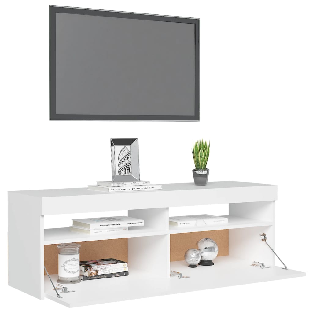 vidaXL TV Cabinet with LED Lights White 120x35x40 cm