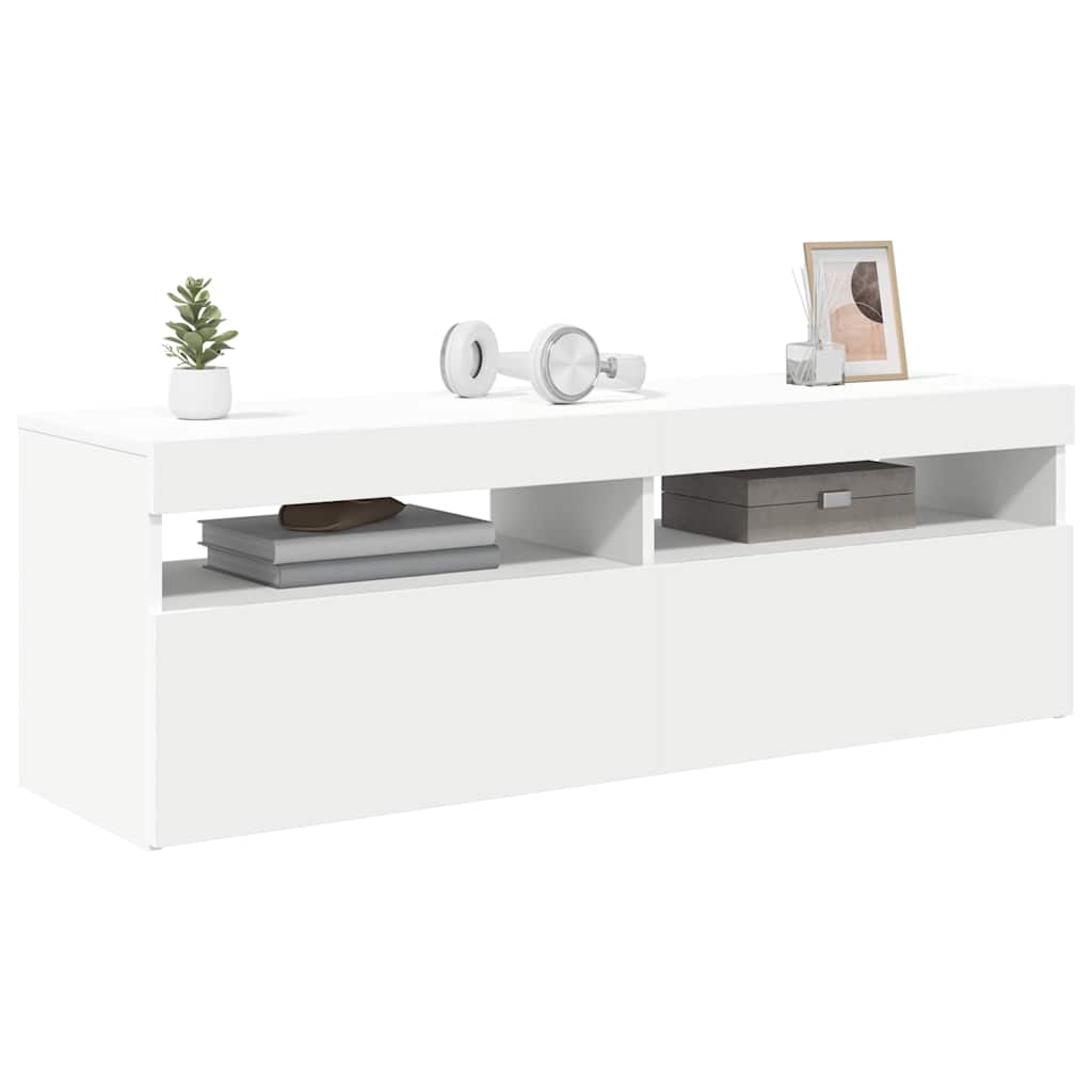 804373 vidaXL TV Cabinet with LED Lights White 120x35x40 cm
