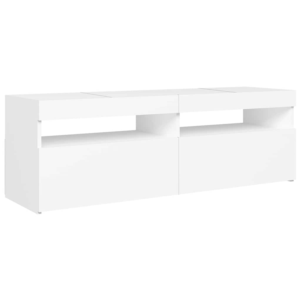 804373 vidaXL TV Cabinet with LED Lights White 120x35x40 cm