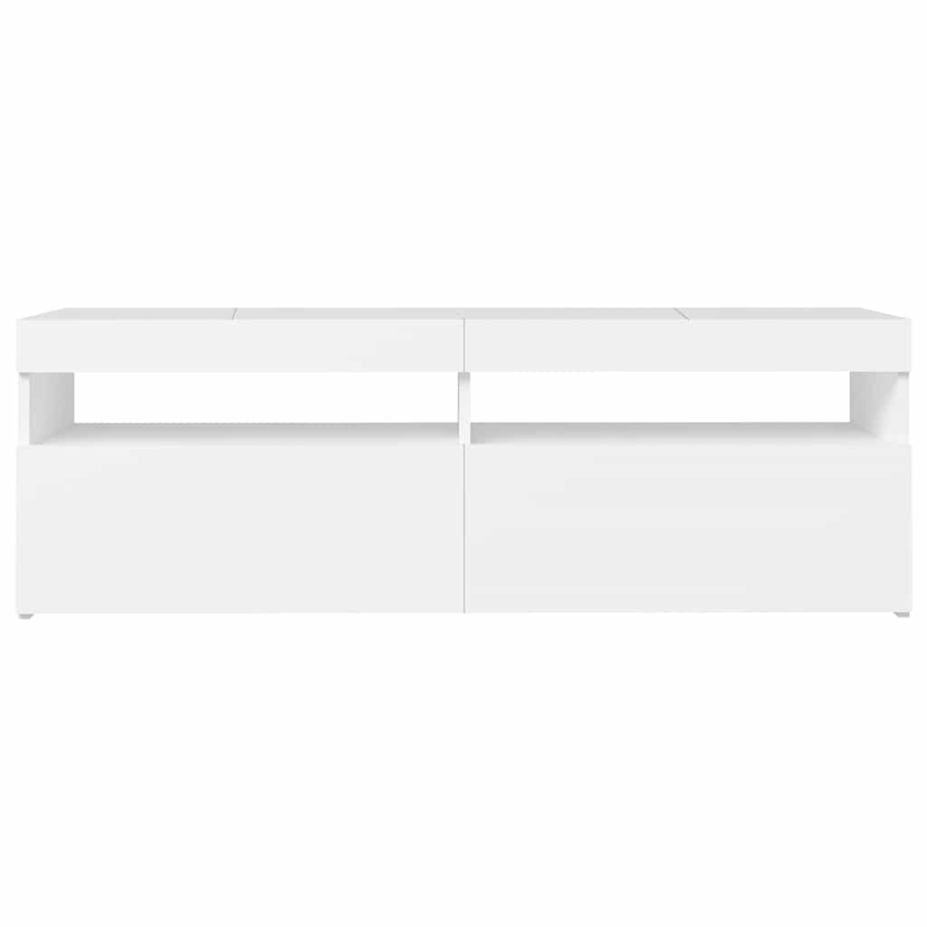 804373 vidaXL TV Cabinet with LED Lights White 120x35x40 cm