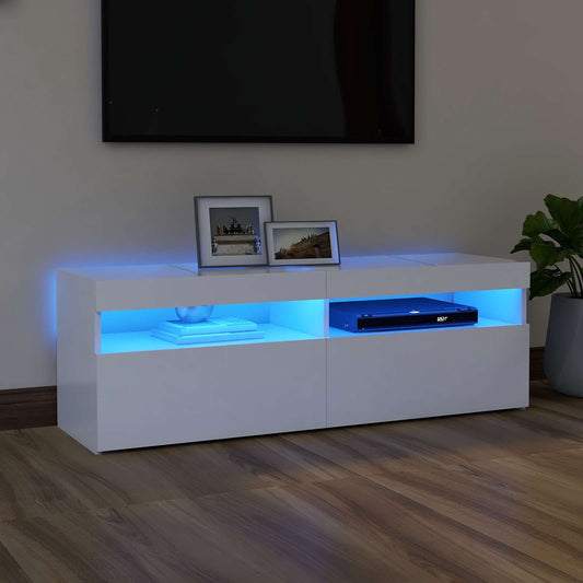 804373 vidaXL TV Cabinet with LED Lights White 120x35x40 cm