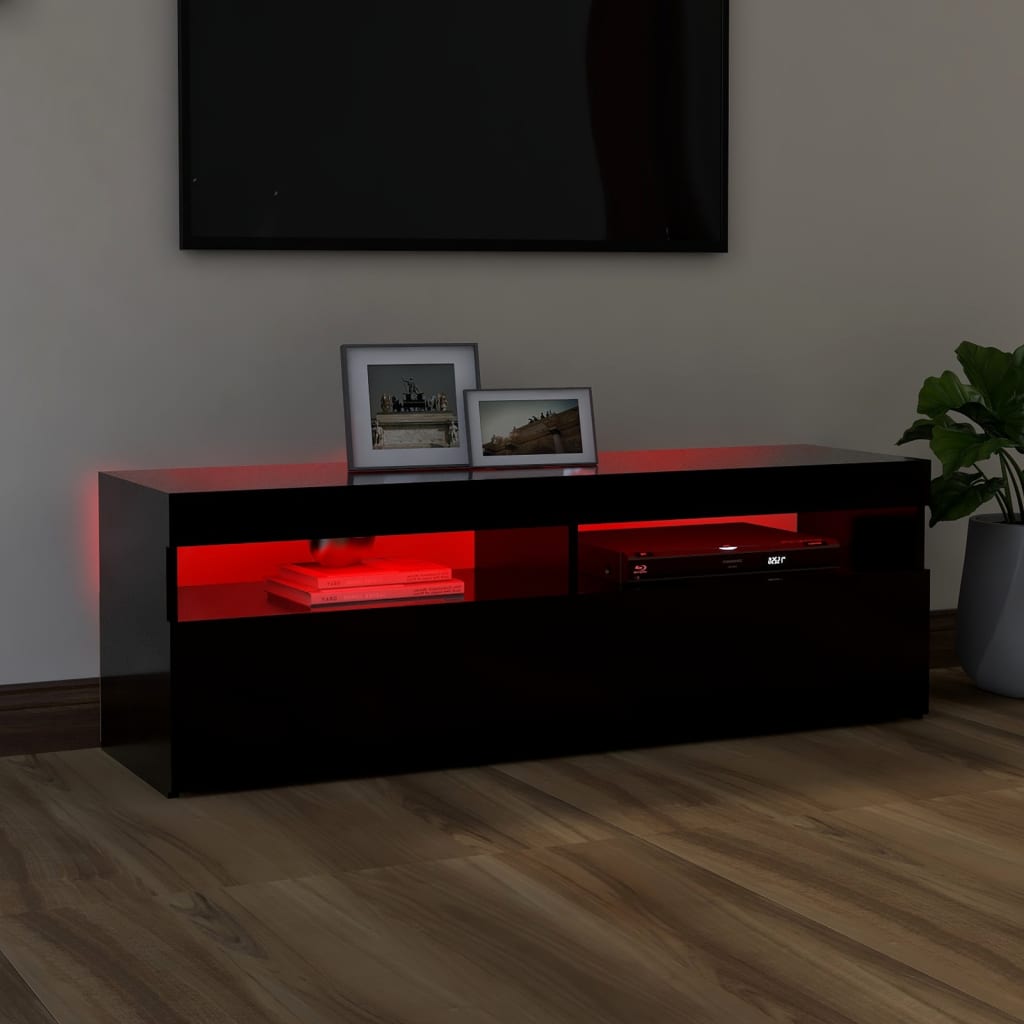 vidaXL TV Cabinet with LED Lights Black 120x35x40 cm