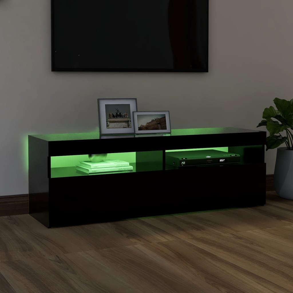 vidaXL TV Cabinet with LED Lights Black 120x35x40 cm