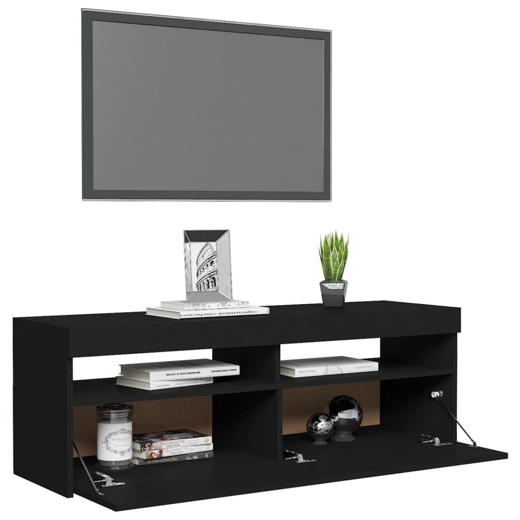 vidaXL TV Cabinet with LED Lights Black 120x35x40 cm