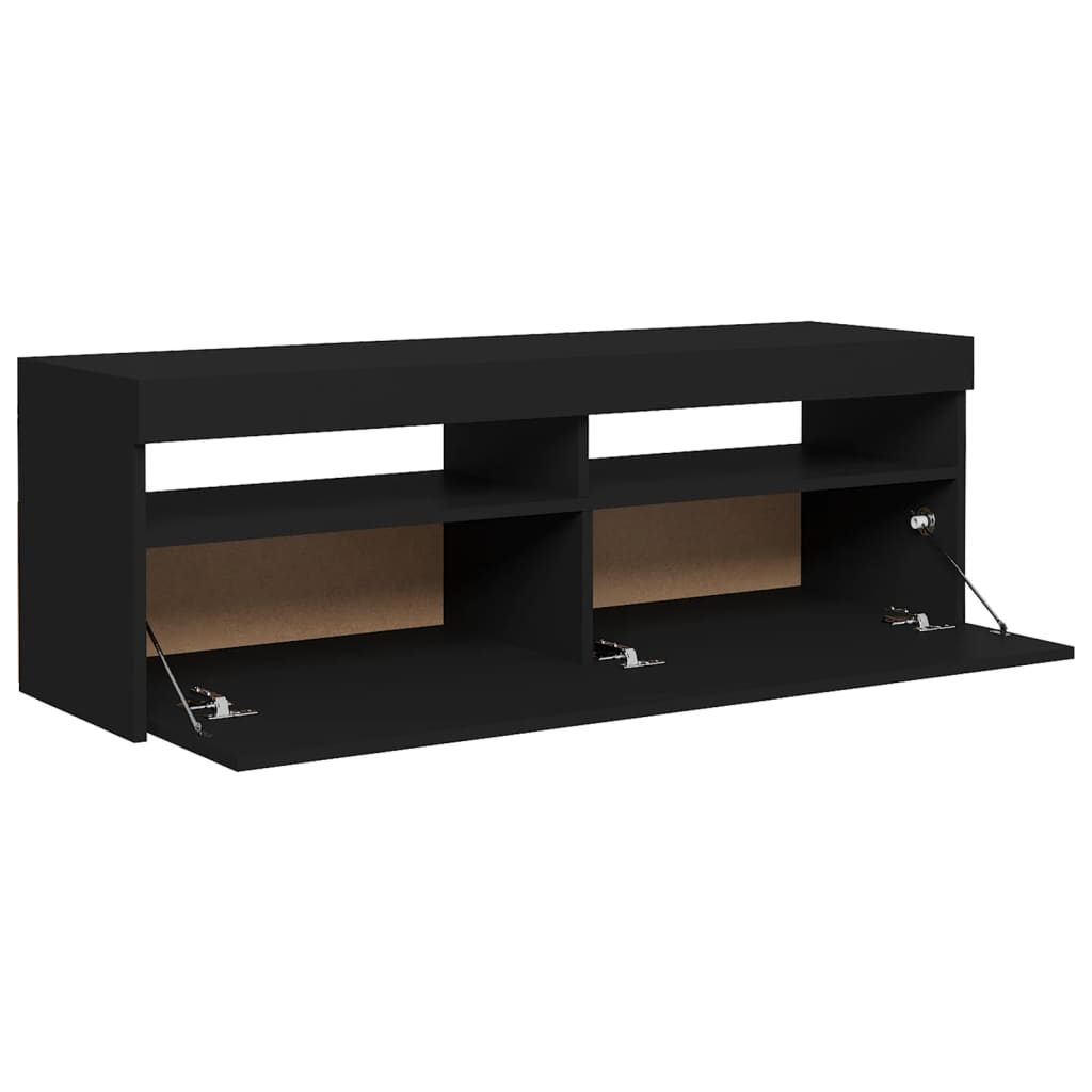 vidaXL TV Cabinet with LED Lights Black 120x35x40 cm