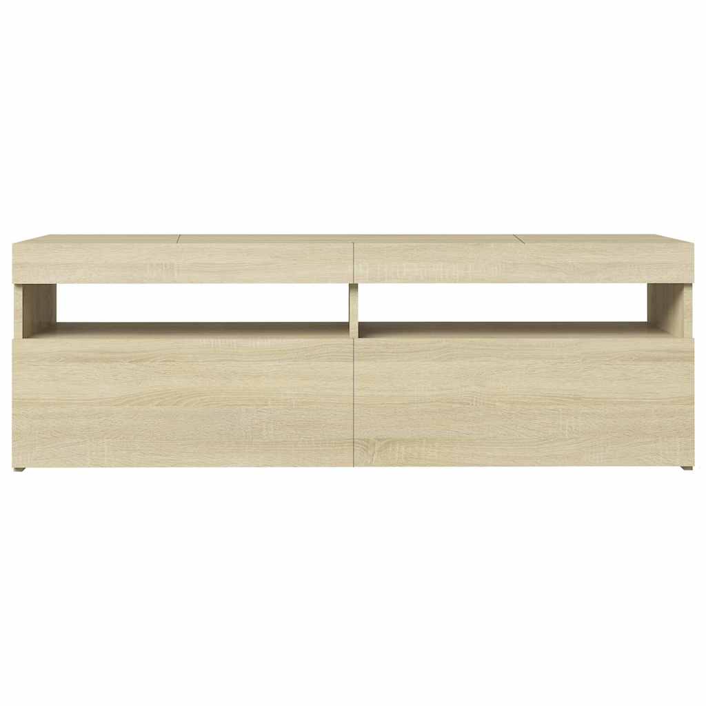 804376 vidaXL TV Cabinet with LED Lights Sonoma Oak 120x35x40 cm