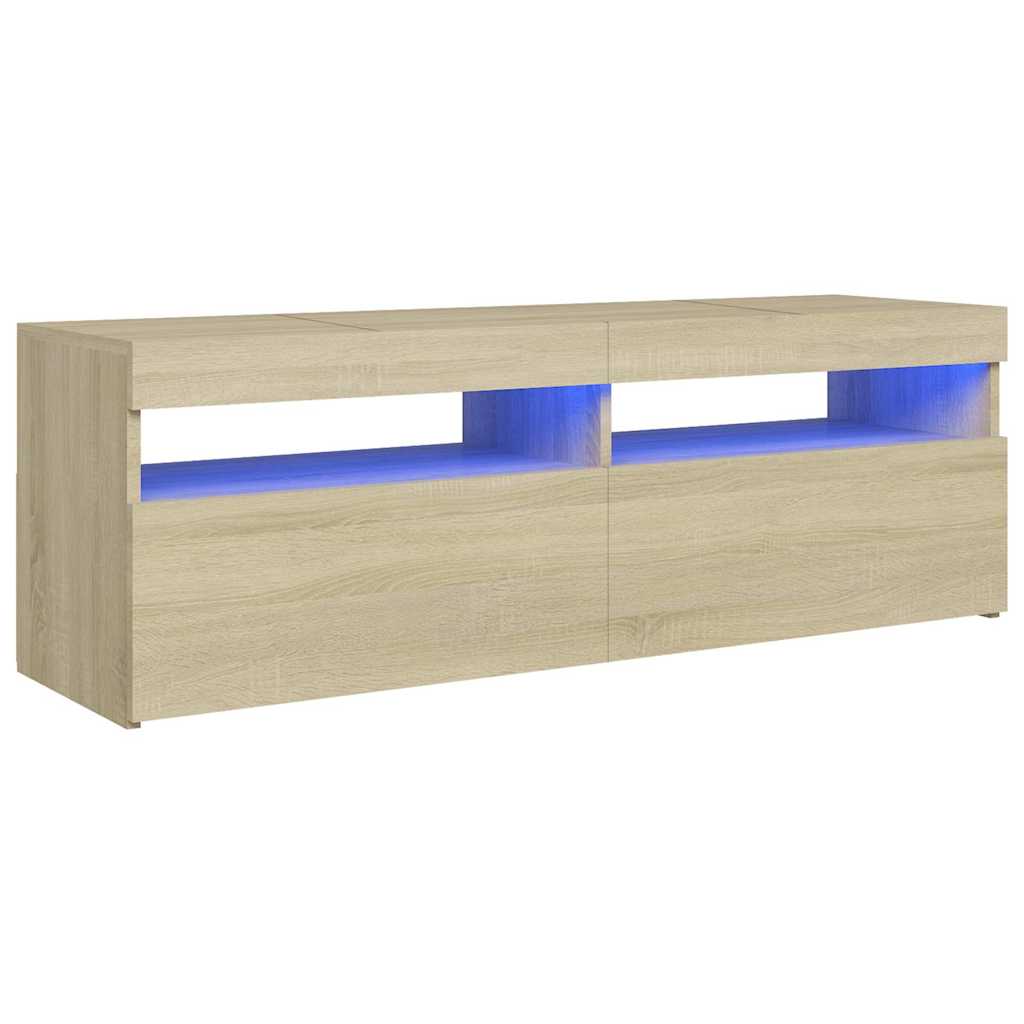 804376 vidaXL TV Cabinet with LED Lights Sonoma Oak 120x35x40 cm