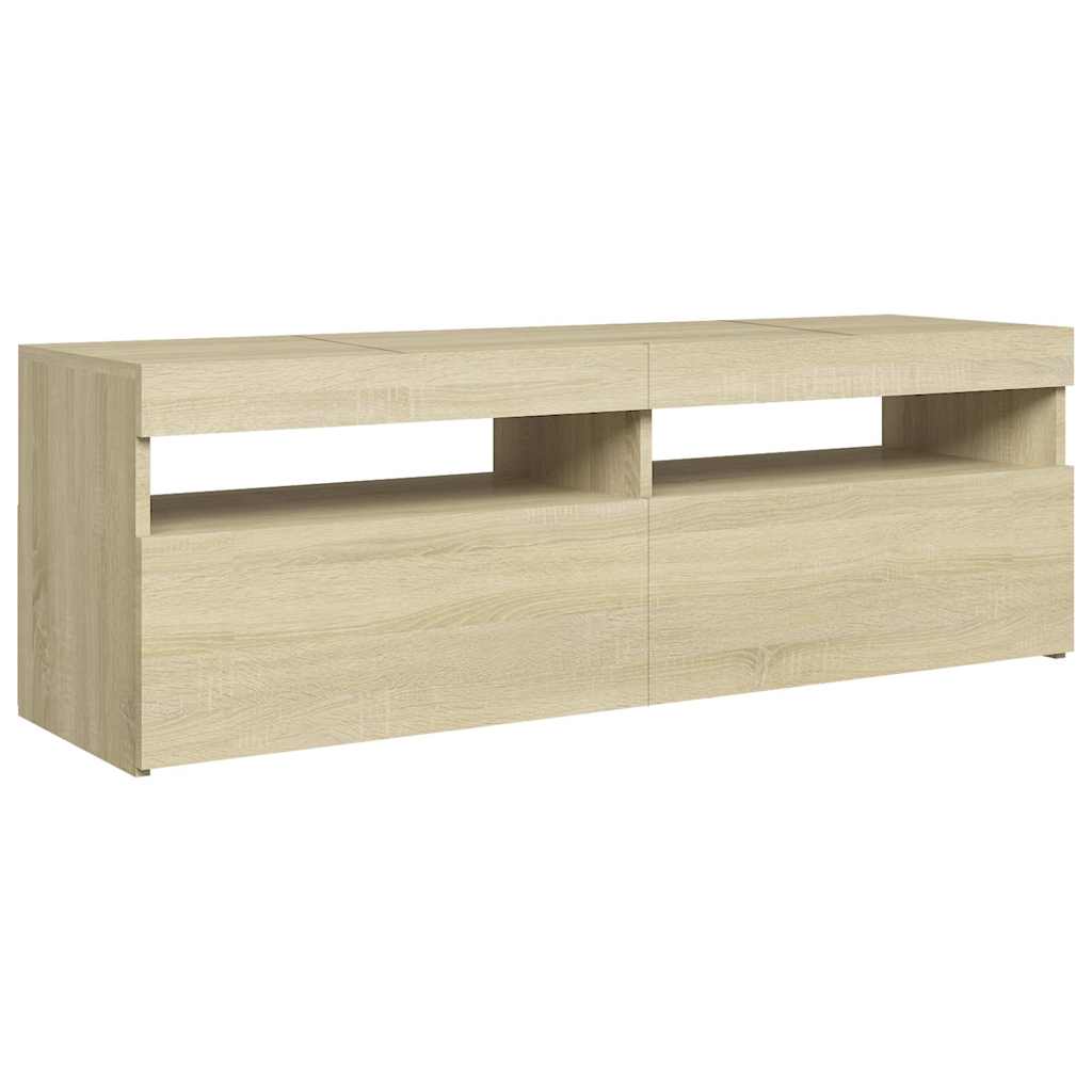804376 vidaXL TV Cabinet with LED Lights Sonoma Oak 120x35x40 cm