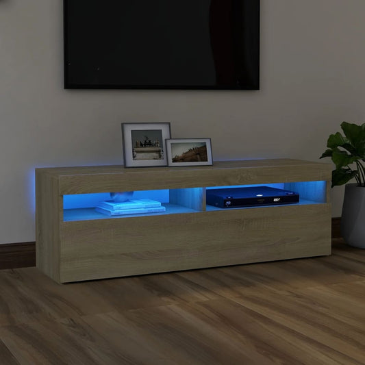 vidaXL TV Cabinet with LED Lights Sonoma Oak 120x35x40 cm