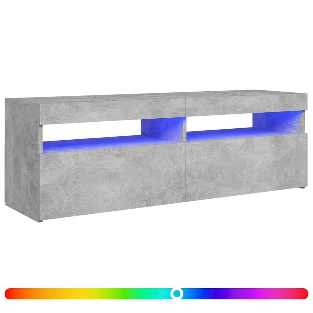 804377 vidaXL TV Cabinet with LED Lights Concrete Grey 120x35x40 cm