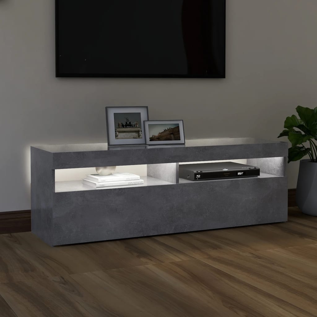 vidaXL TV Cabinet with LED Lights Concrete Grey 120x35x40 cm