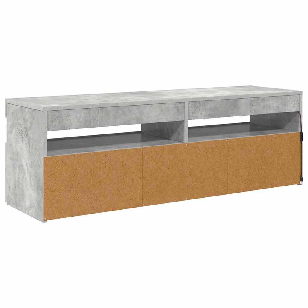804377 vidaXL TV Cabinet with LED Lights Concrete Grey 120x35x40 cm