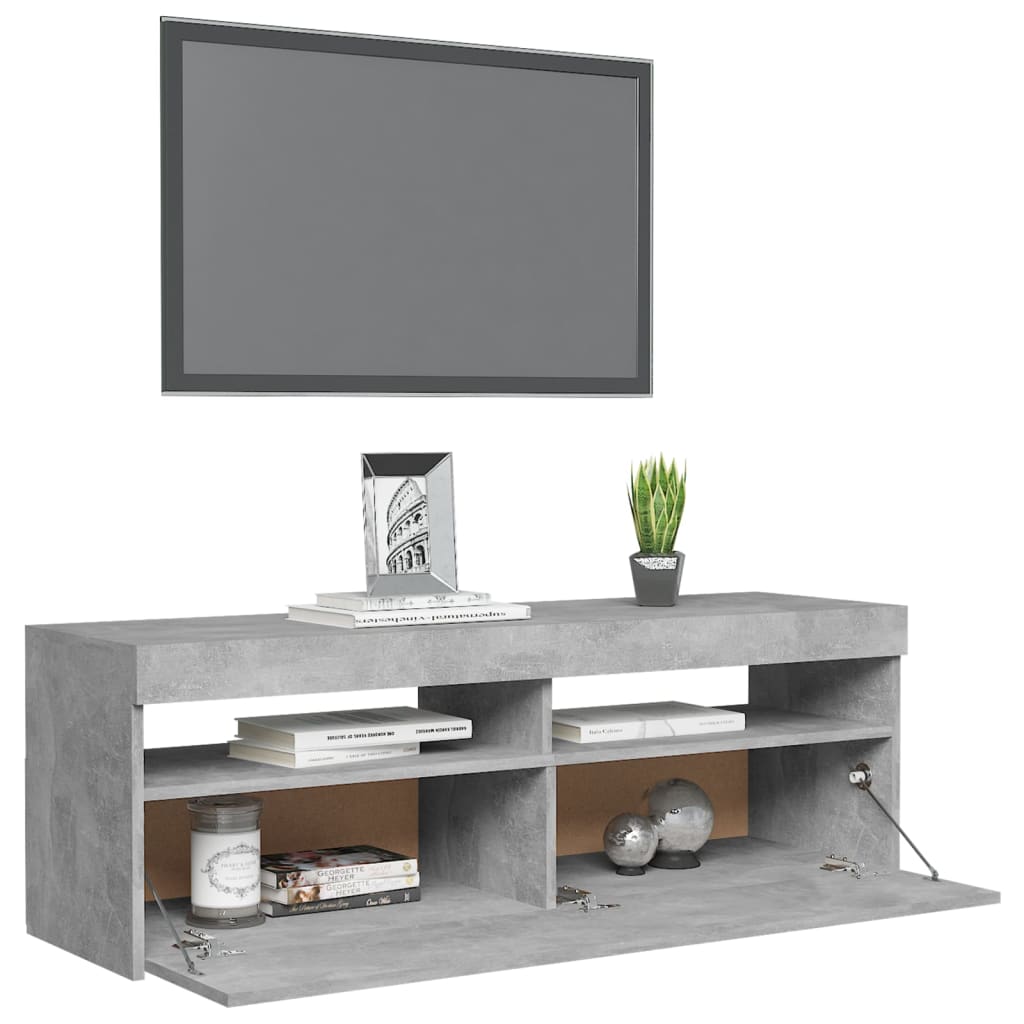 vidaXL TV Cabinet with LED Lights Concrete Grey 120x35x40 cm