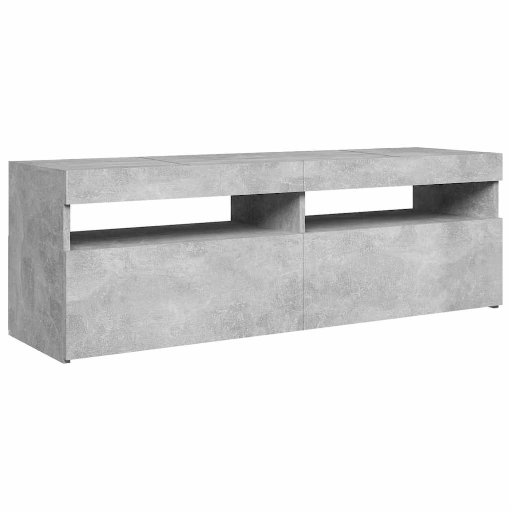 804377 vidaXL TV Cabinet with LED Lights Concrete Grey 120x35x40 cm