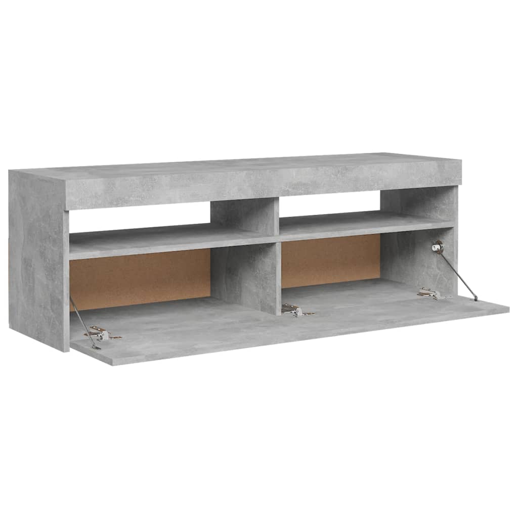 vidaXL TV Cabinet with LED Lights Concrete Grey 120x35x40 cm