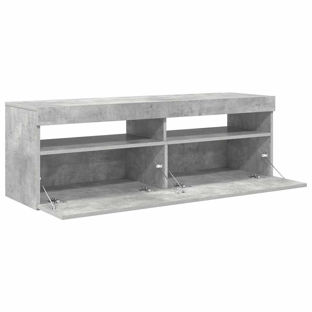 804377 vidaXL TV Cabinet with LED Lights Concrete Grey 120x35x40 cm