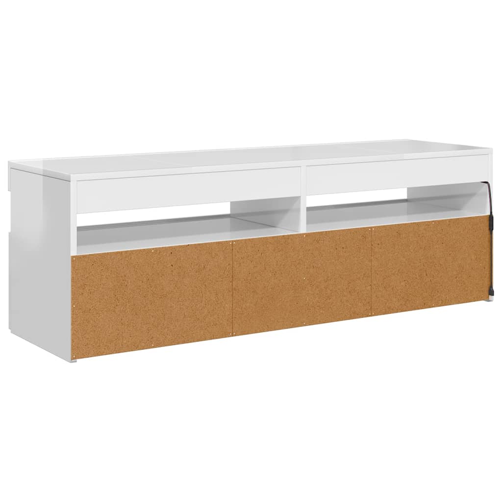 804379 vidaXL TV Cabinet with LED Lights High Gloss White 120x35x40 cm