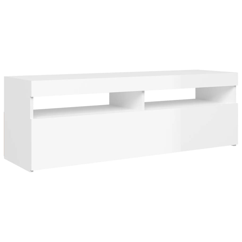 vidaXL TV Cabinet with LED Lights High Gloss White 120x35x40 cm