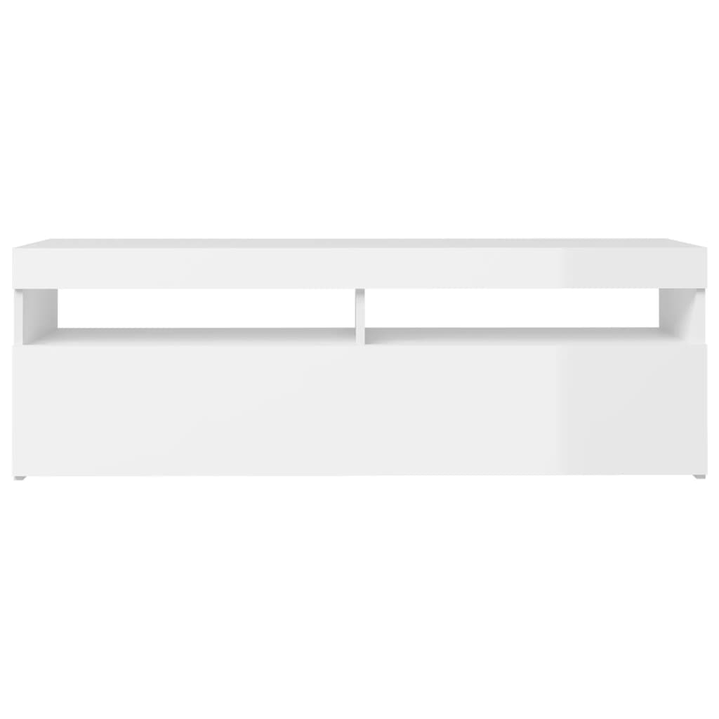 vidaXL TV Cabinet with LED Lights High Gloss White 120x35x40 cm