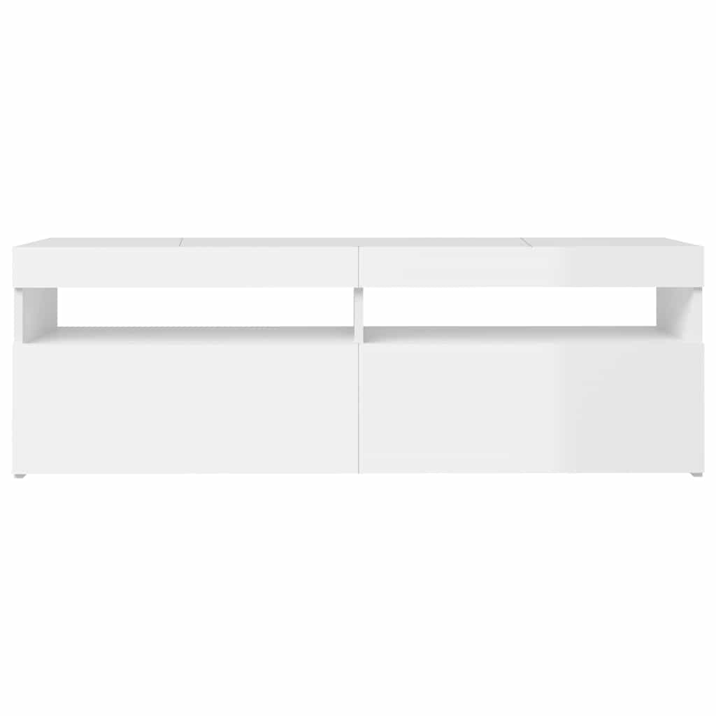 804379 vidaXL TV Cabinet with LED Lights High Gloss White 120x35x40 cm