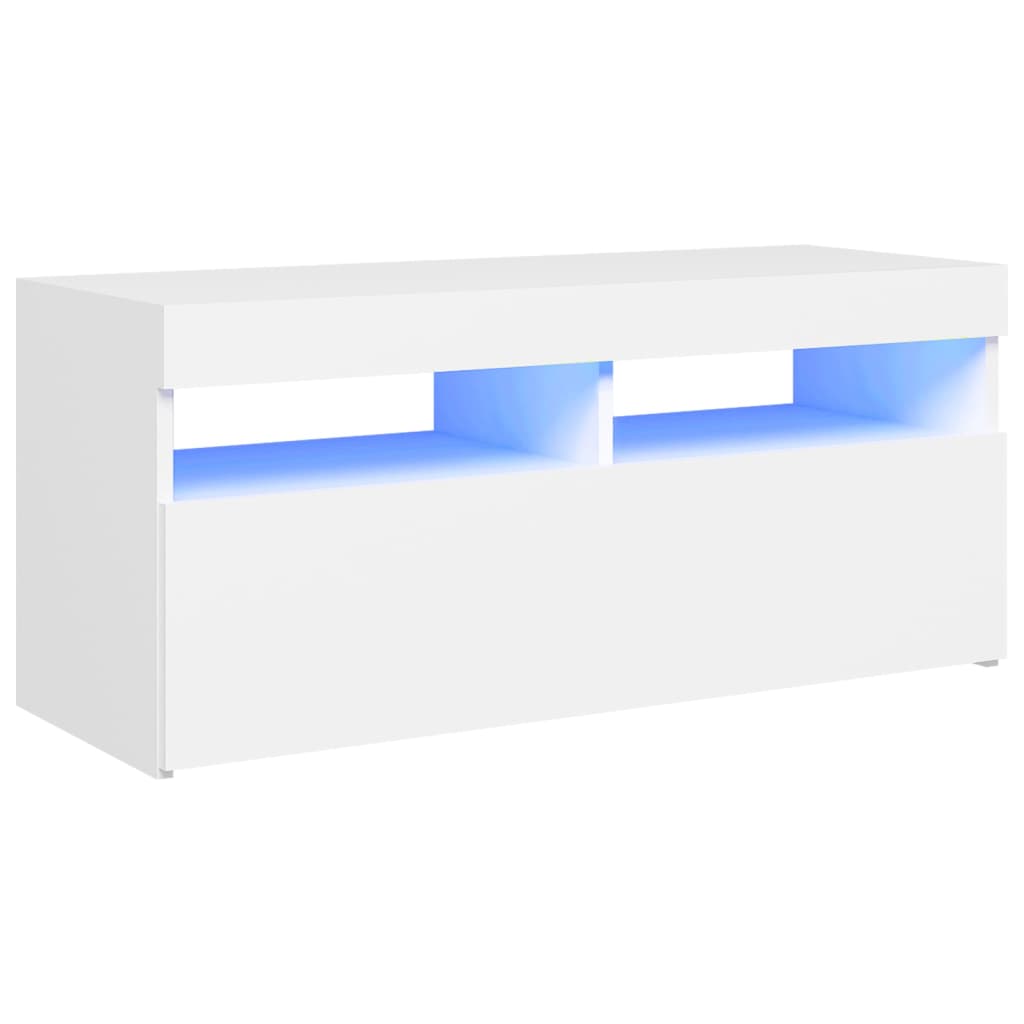 vidaXL TV Cabinet with LED Lights White 90x35x40 cm