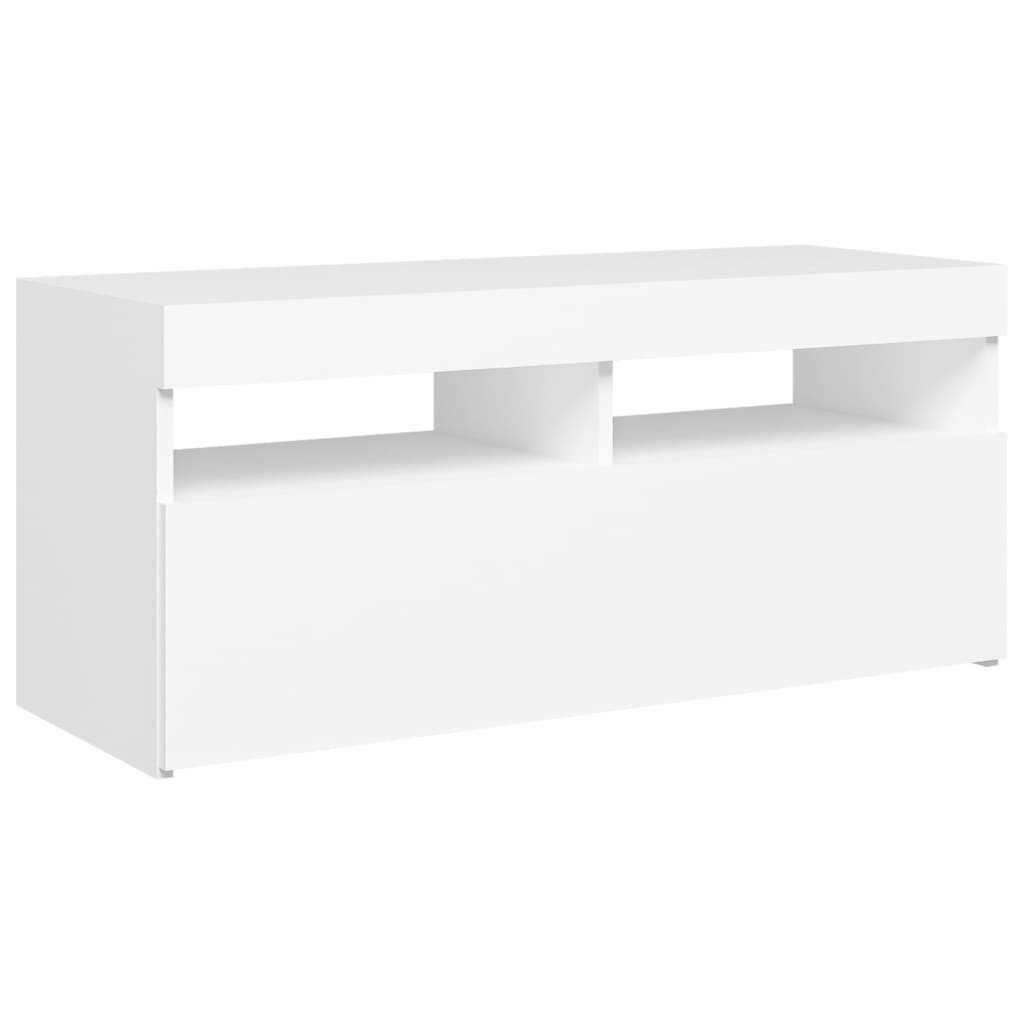 vidaXL TV Cabinet with LED Lights White 90x35x40 cm