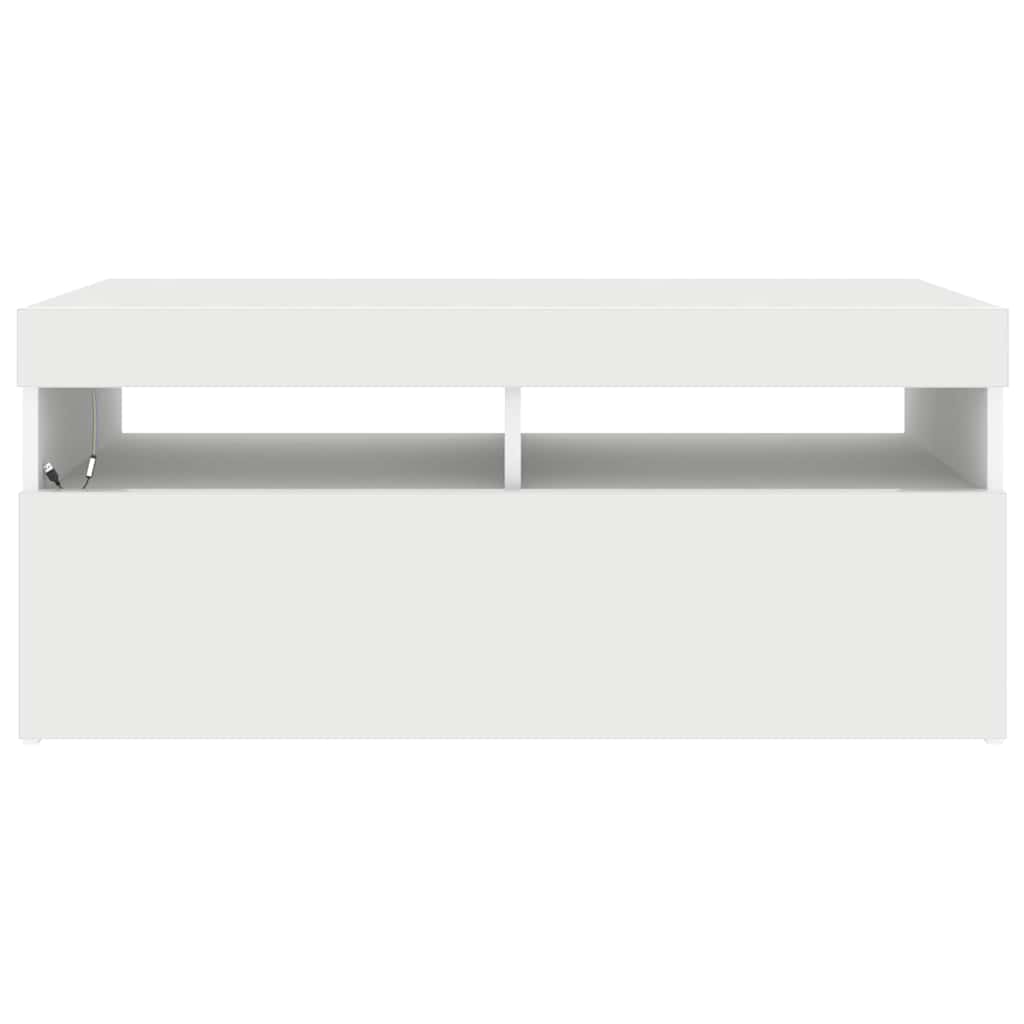804382 vidaXL TV Cabinet with LED Lights White 90x35x40 cm