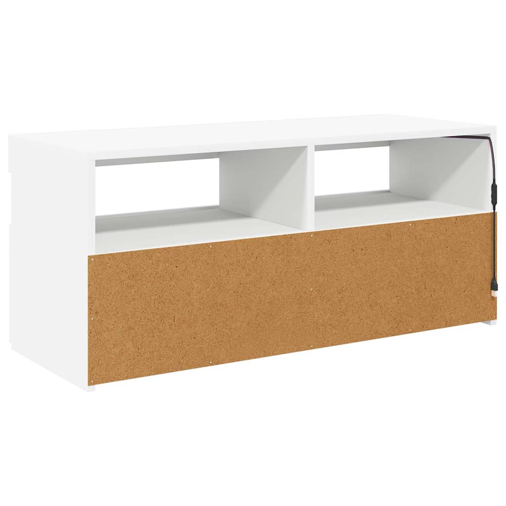 804382 vidaXL TV Cabinet with LED Lights White 90x35x40 cm