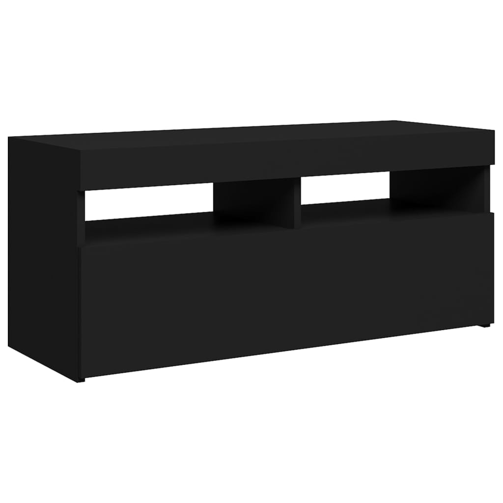 vidaXL TV Cabinet with LED Lights Black 90x35x40 cm