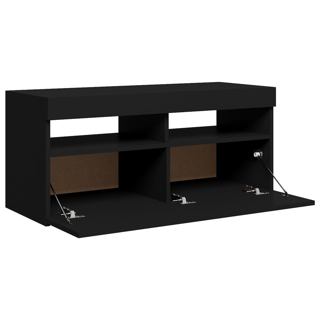 vidaXL TV Cabinet with LED Lights Black 90x35x40 cm