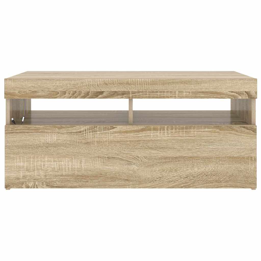 804385 vidaXL TV Cabinet with LED Lights Sonoma Oak 90x35x40 cm