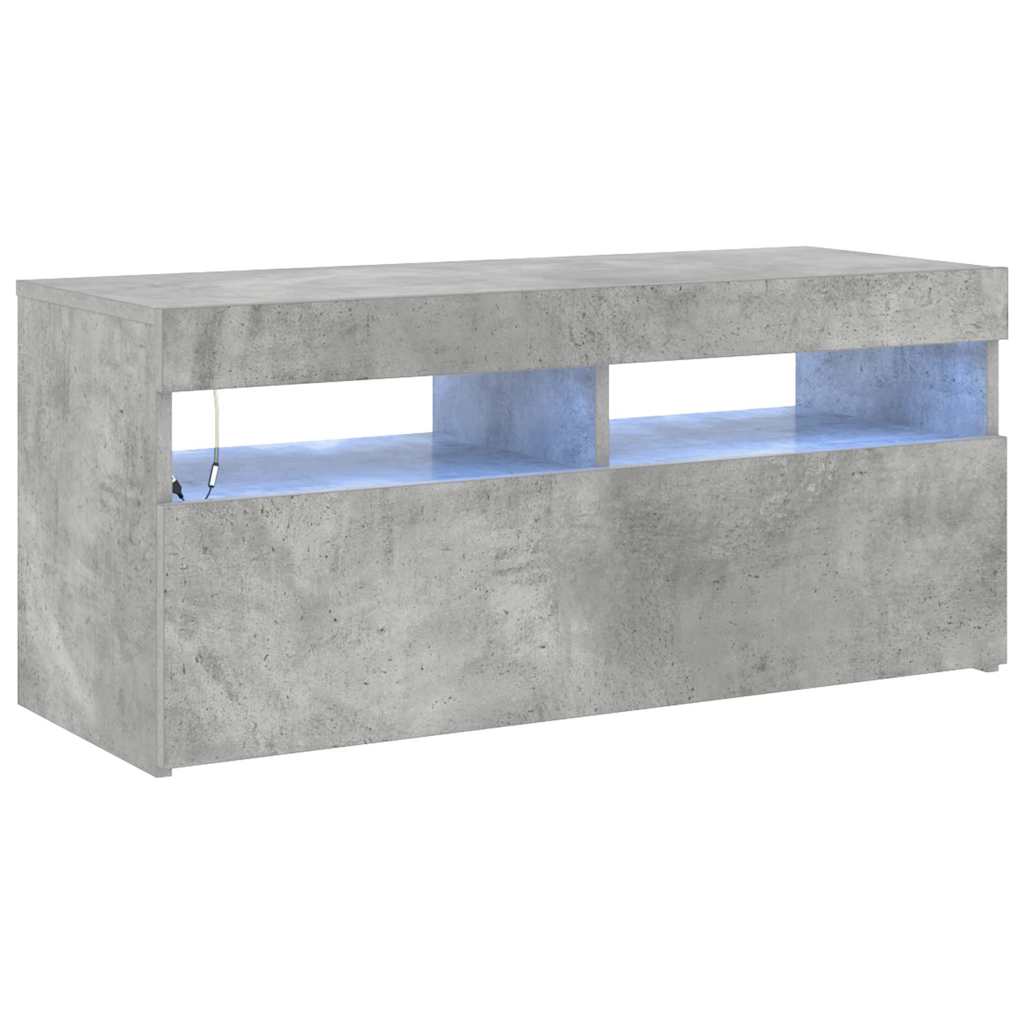 804386 vidaXL TV Cabinet with LED Lights Concrete Grey 90x35x40 cm