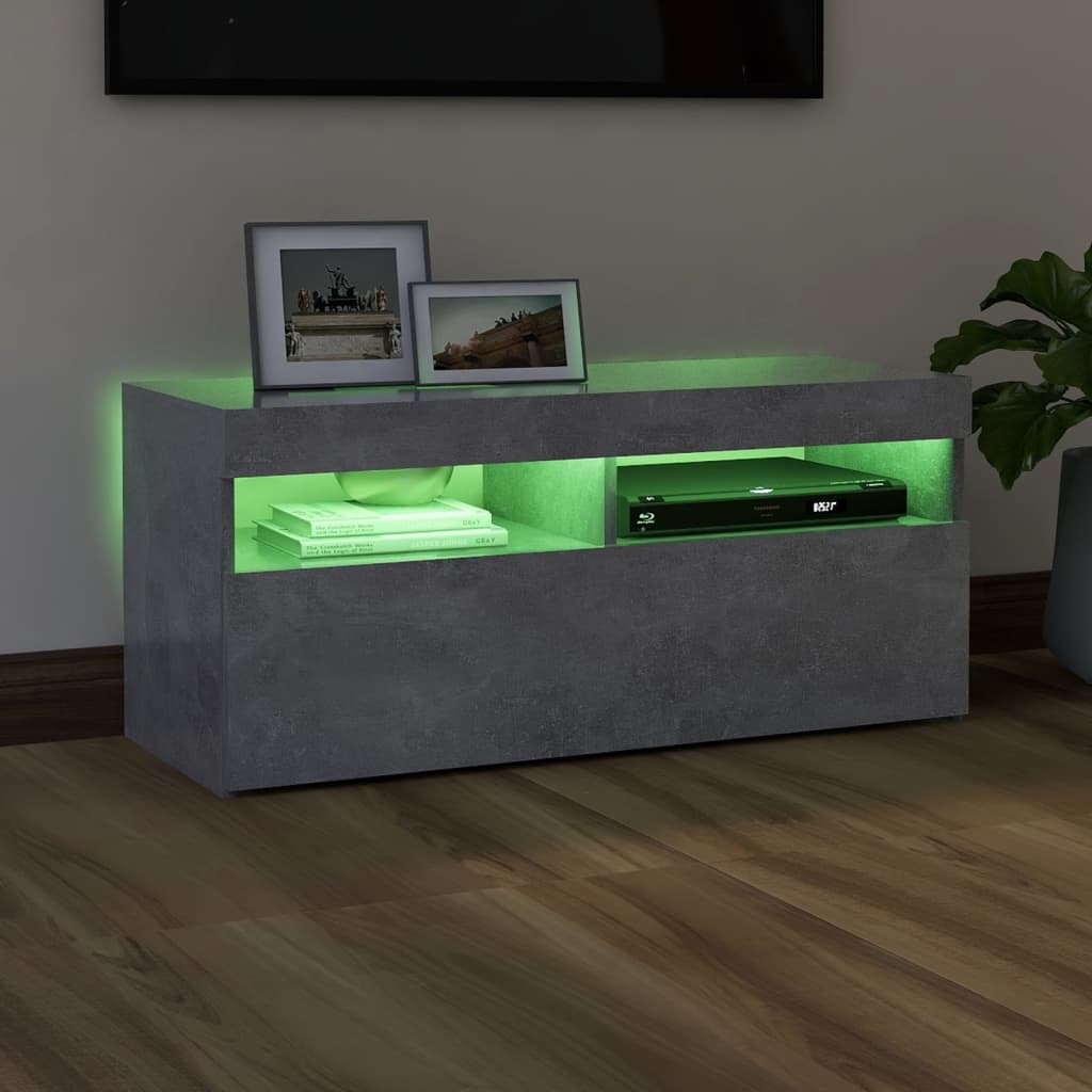 vidaXL TV Cabinet with LED Lights Concrete Grey 90x35x40 cm