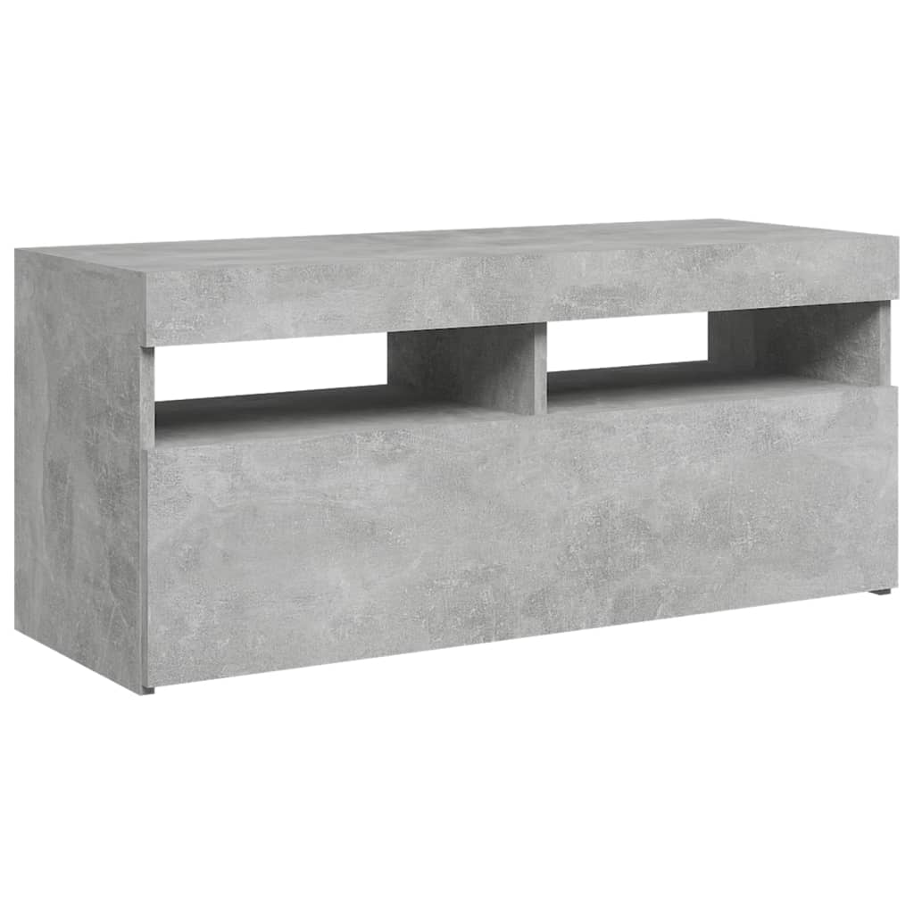 vidaXL TV Cabinet with LED Lights Concrete Grey 90x35x40 cm