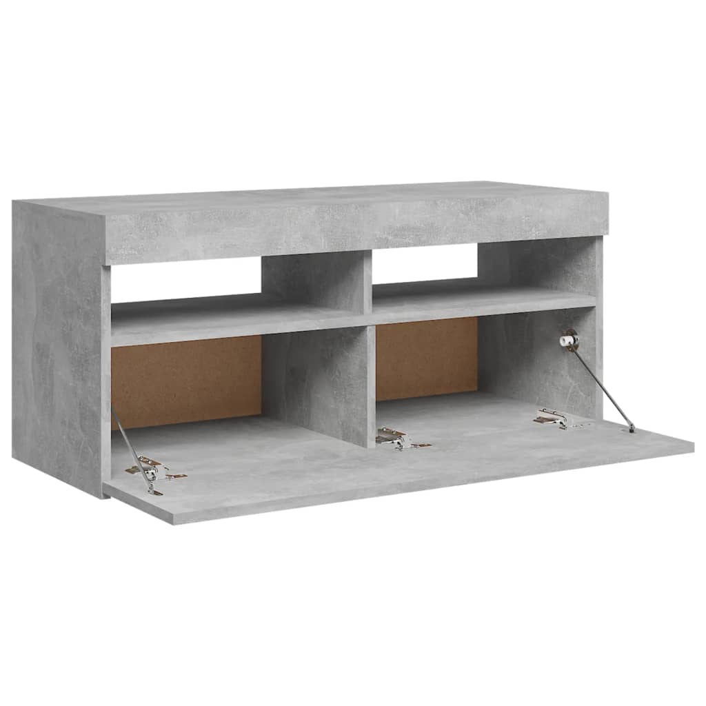 vidaXL TV Cabinet with LED Lights Concrete Grey 90x35x40 cm