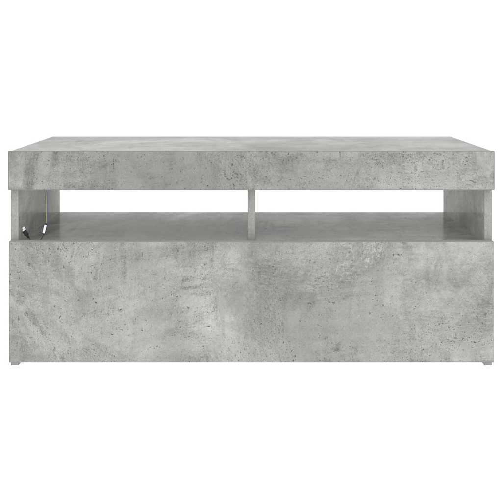 804386 vidaXL TV Cabinet with LED Lights Concrete Grey 90x35x40 cm
