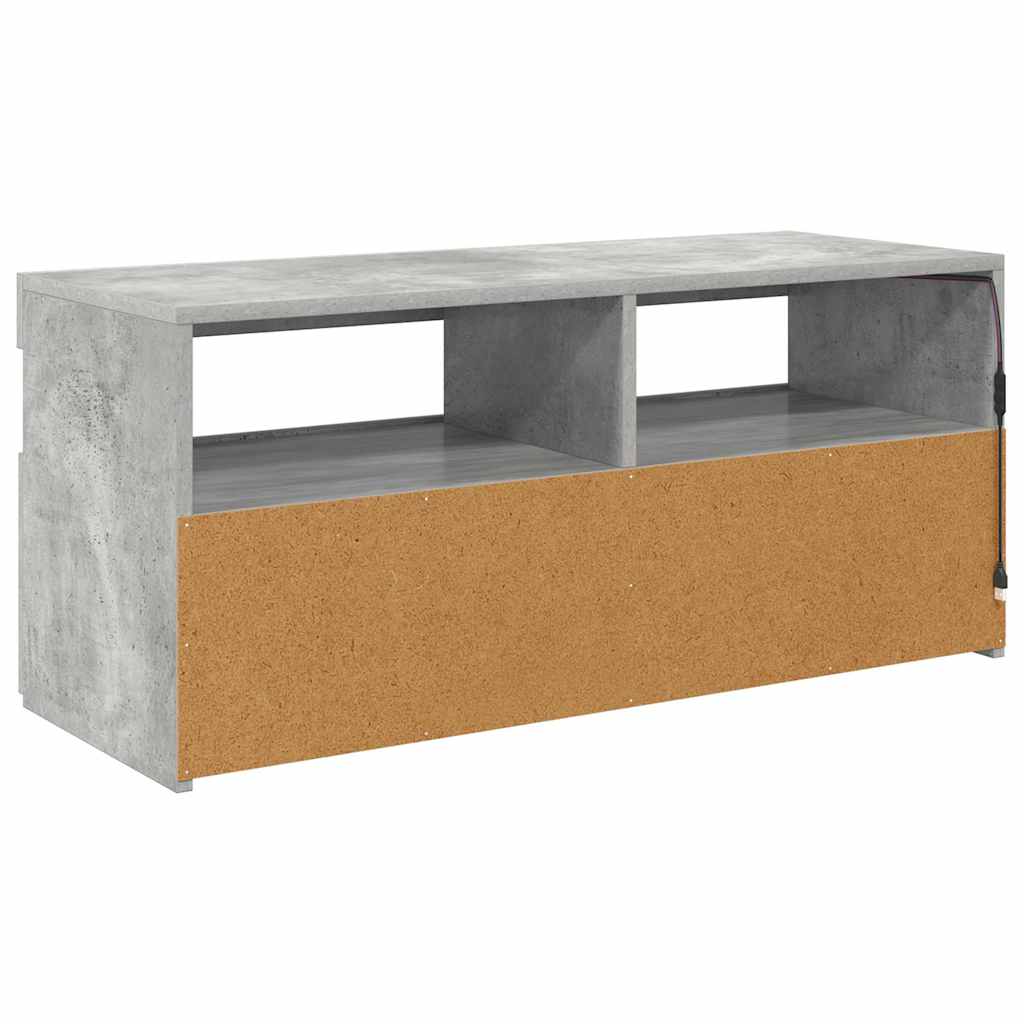 804386 vidaXL TV Cabinet with LED Lights Concrete Grey 90x35x40 cm
