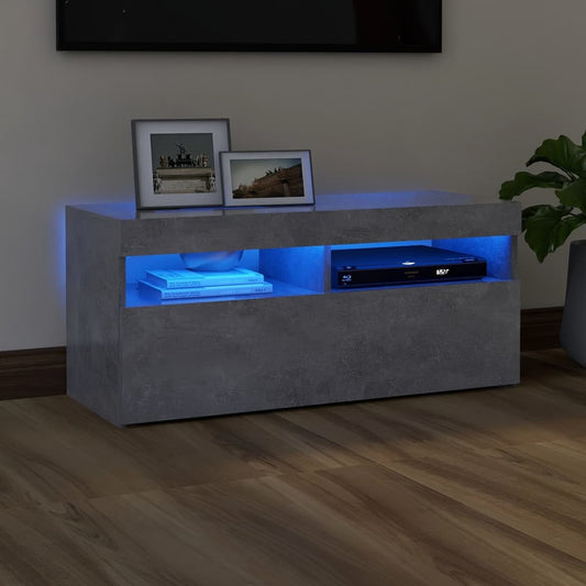 vidaXL TV Cabinet with LED Lights Concrete Grey 90x35x40 cm