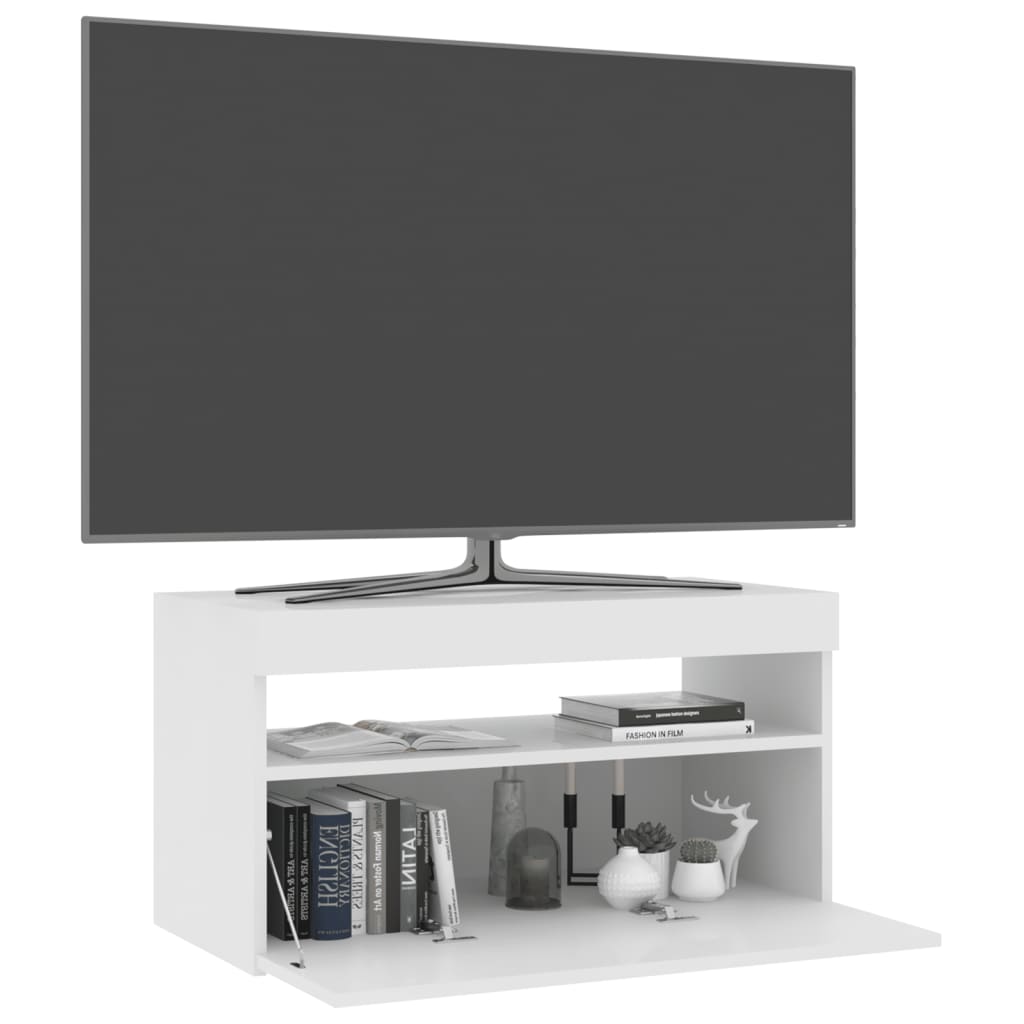 vidaXL TV Cabinet with LED Lights White 75x35x40 cm