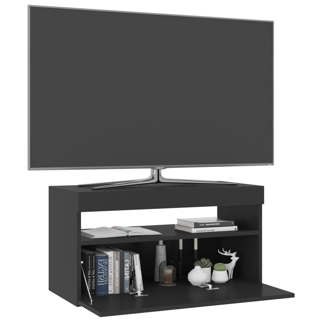 vidaXL TV Cabinet with LED Lights Black 75x35x40 cm