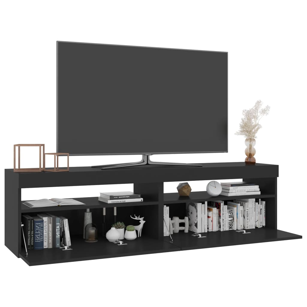 vidaXL TV Cabinets 2 pcs with LED Lights Black 75x35x40 cm