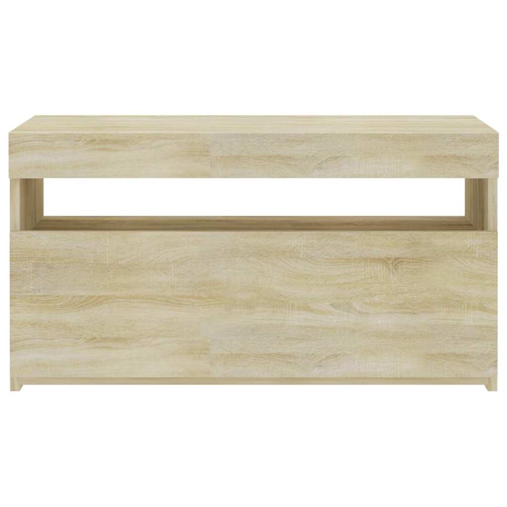 804397 vidaXL TV Cabinet with LED Lights Sonoma Oak 75x35x40 cm