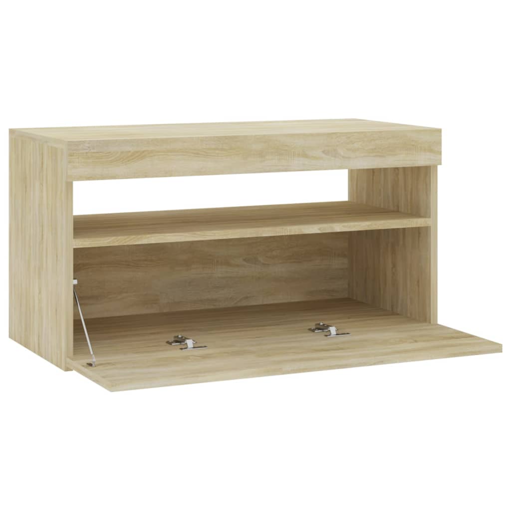 vidaXL TV Cabinet with LED Lights Sonoma Oak 75x35x40 cm