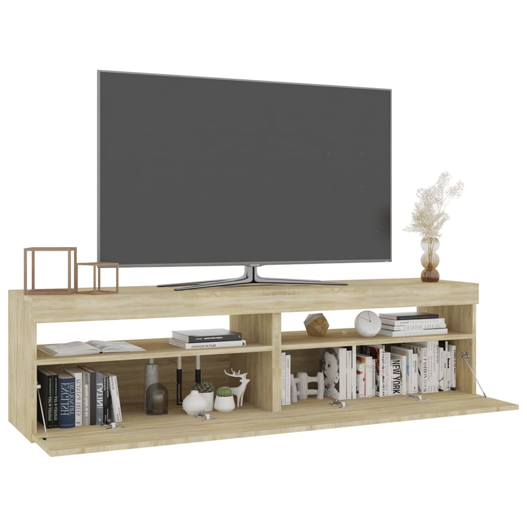 vidaXL TV Cabinets 2 pcs with LED Lights Sonoma Oak 75x35x40 cm